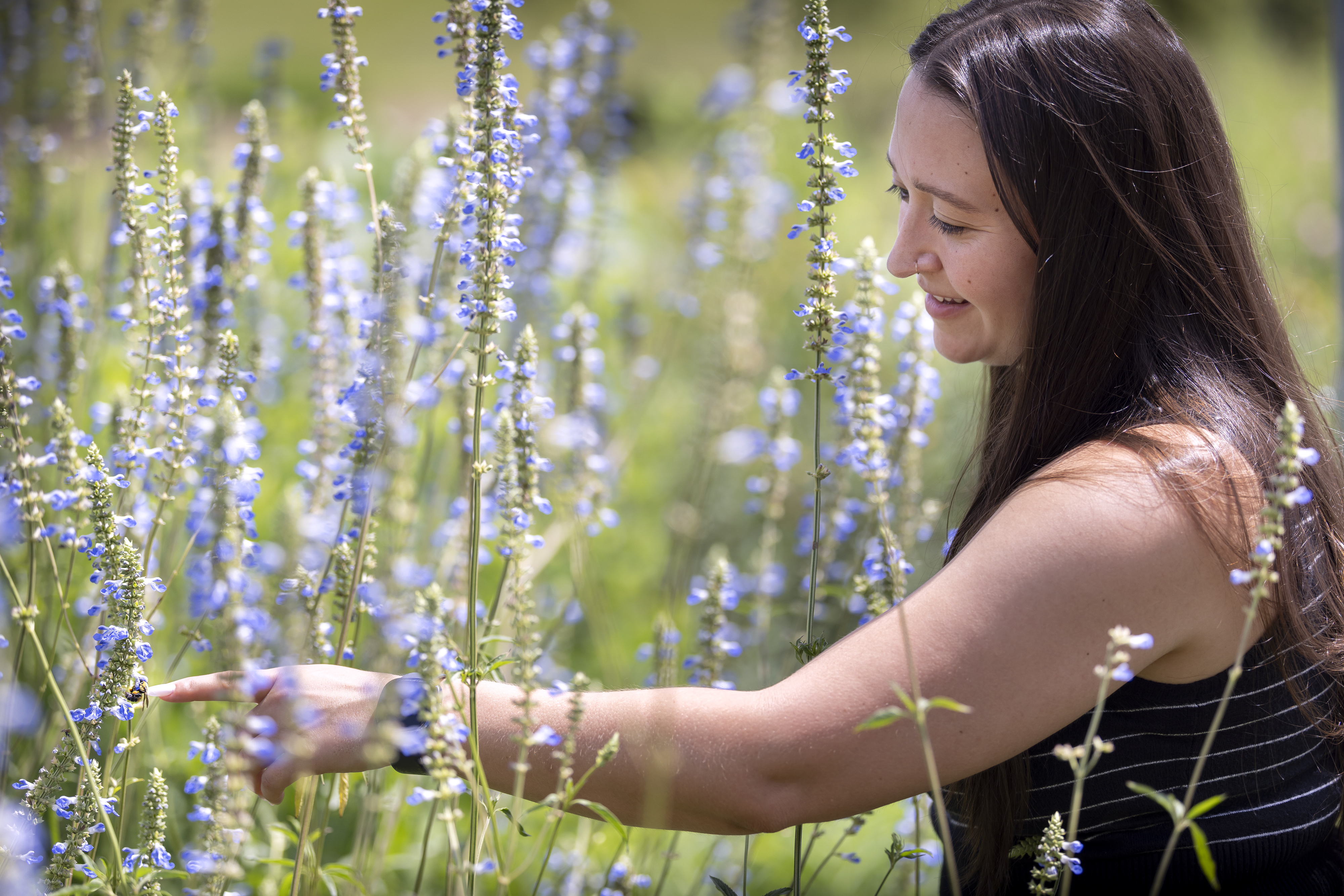 Morgan Christman in a flower field