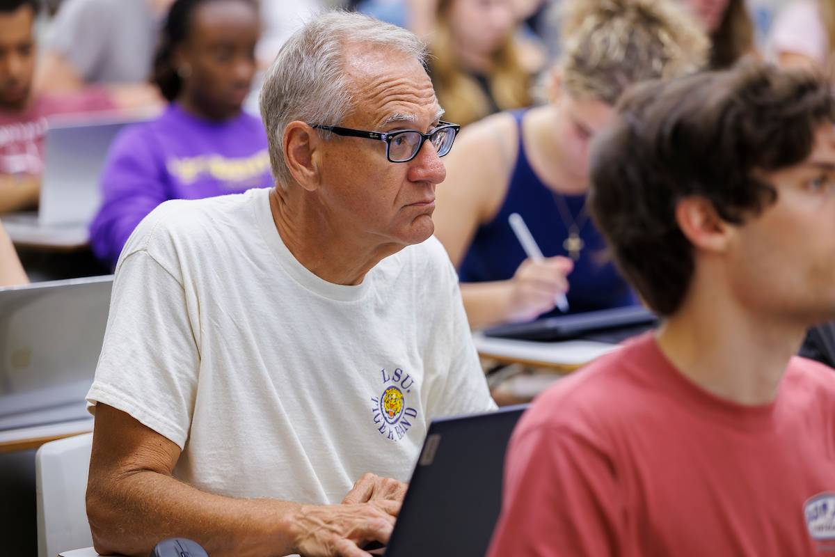 Kent Broussard listens while in clas