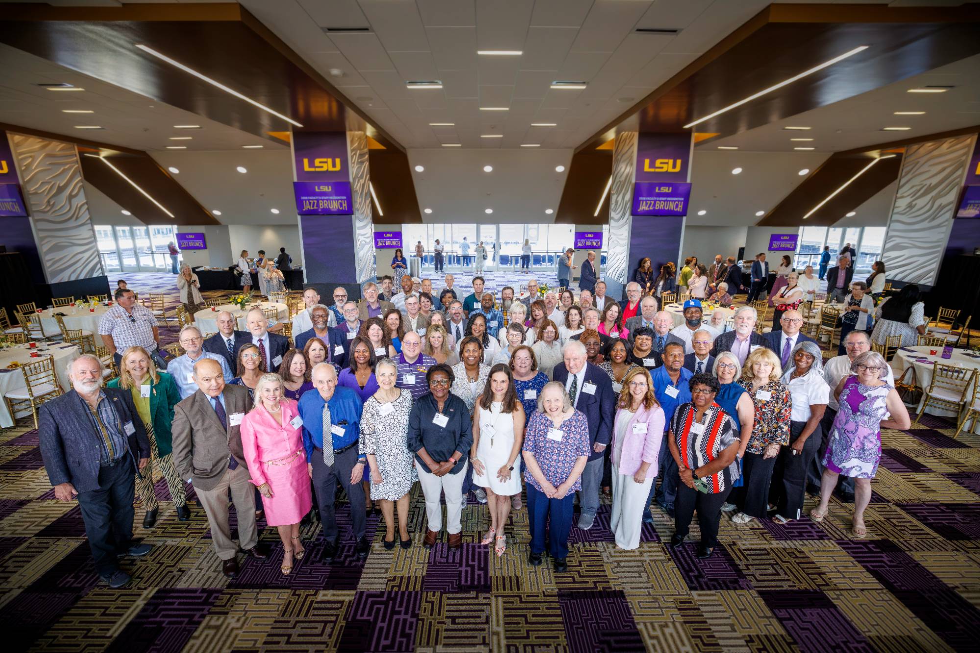 Faculty and staff gather in Tiger Stadium’s South Club during LSU’s 2026 Faculty & Staff Recognition Jazz Brunch honoring employees with 25 to 60 years of service to the university. Faculty and staff gather in Tiger Stadium’s South Club during LSU’s 2026 Faculty & Staff Recognition Jazz Brunch honoring employees with 25 to 60 years of service to the university.