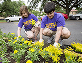 students participating in spring greening
